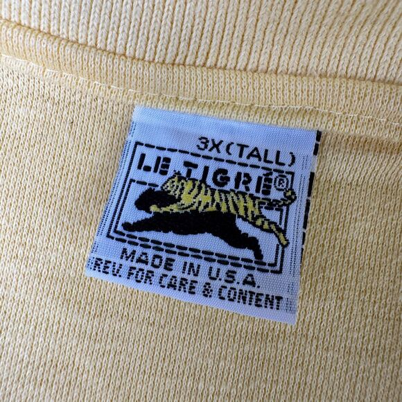Vintage Le Tigre Polo Shirt Mens 3X Tall Yellow Short Sleeve Made in USA Tennis - Picture 5 of 9